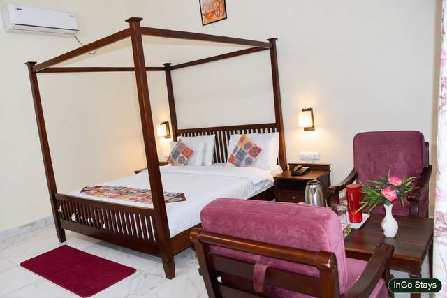 Deluxe room interior at The Big Mama Eco Resort near Jim Corbett National Park